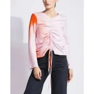 Women's Pink and Orange Ruched Blouse